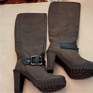 Balmain Grey Suede Leather Heel Boots